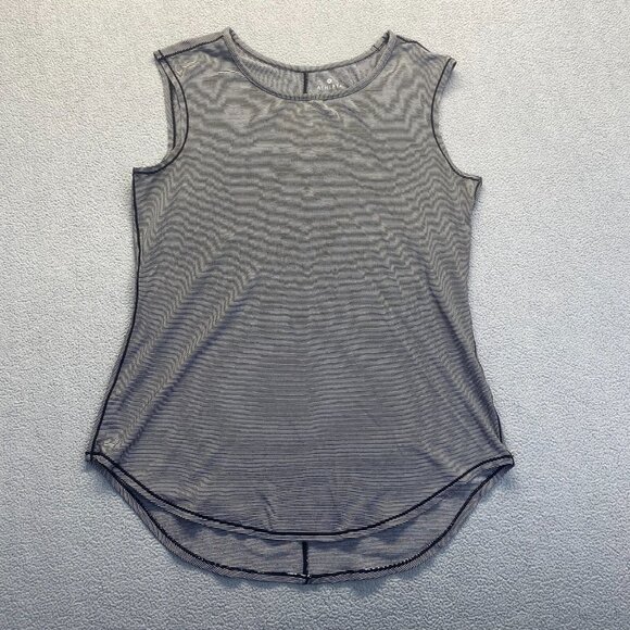 Athleta Womens Shanti Micro Stripe Tank Top Large S Tencel Black White Workout - Picture 1 of 9